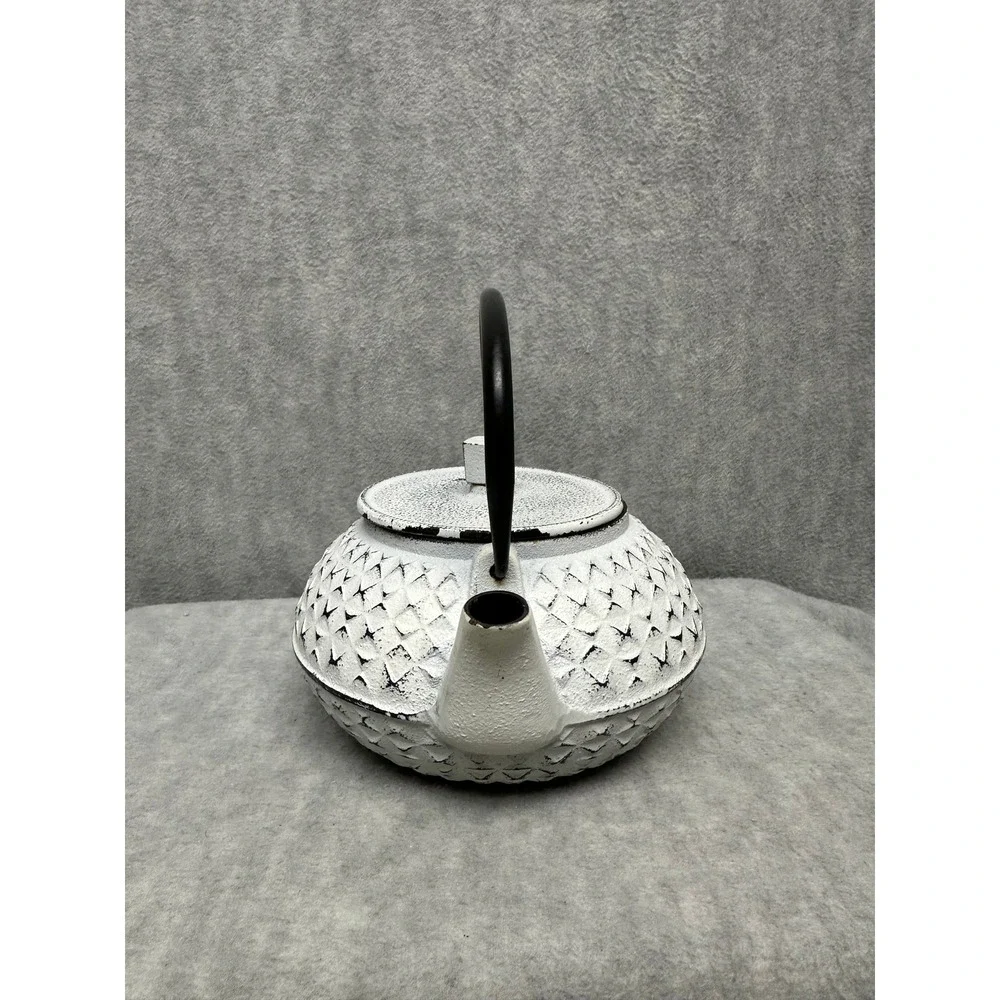Cast Iron Rustic‎ Teapot Japanese Tetsubin White Black Excellent Small